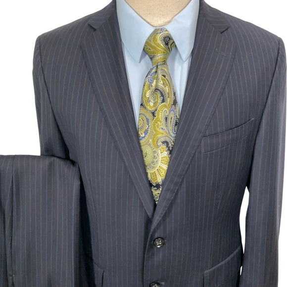 Banana Republic Suit Mens 38S 33W 30L Navy Pinstripe Modern Fit Executive 2pc